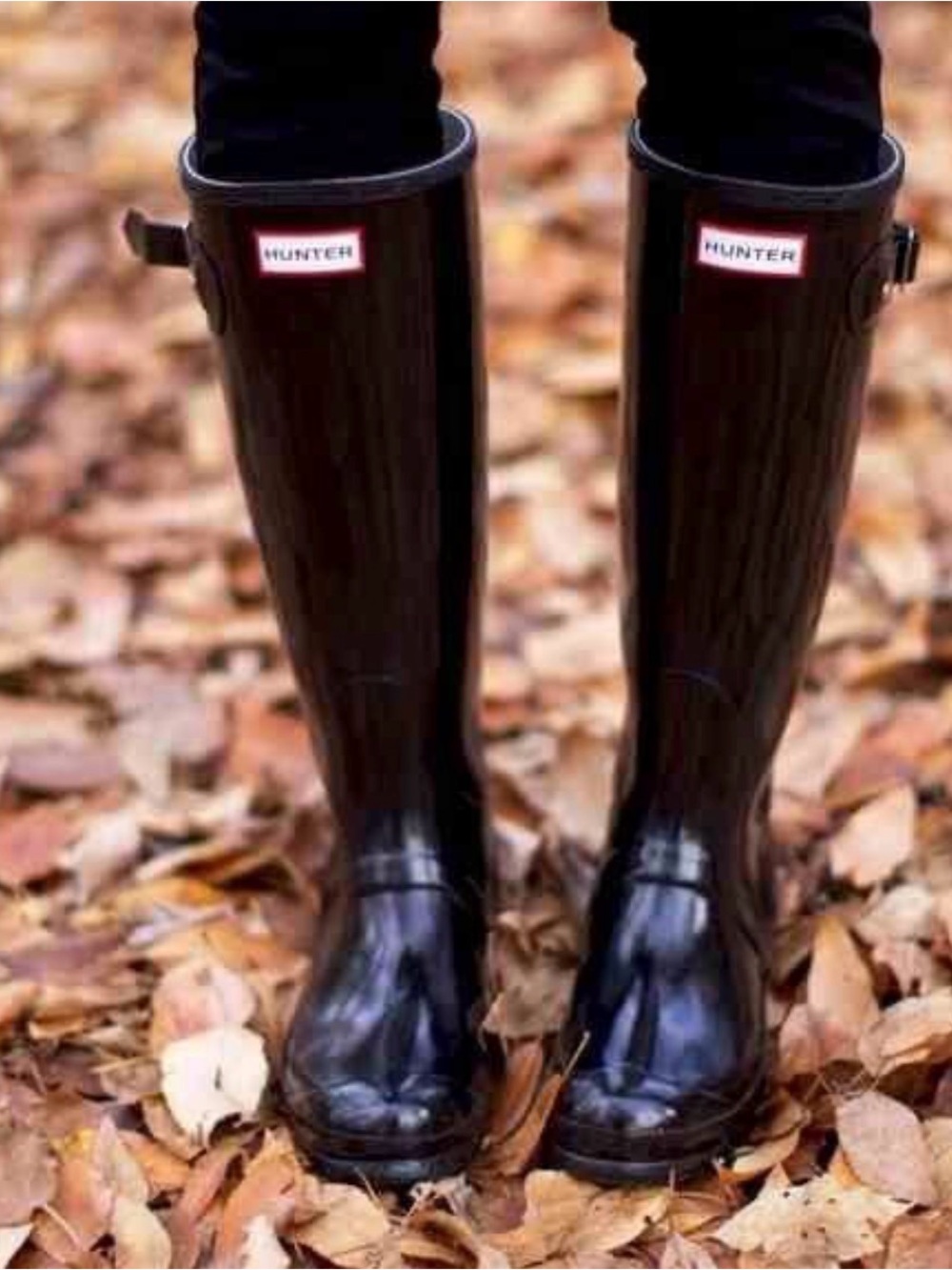 Hunter Glossy Black Knee-High Rain Boots